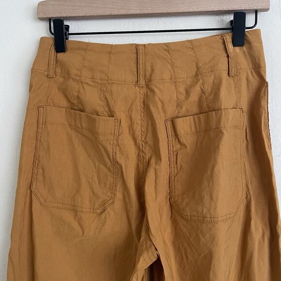 Anthropologie Maeve The Colette Crop Wide-Leg Pants Size 26 Ochre Mustard - Picture 4 of 7